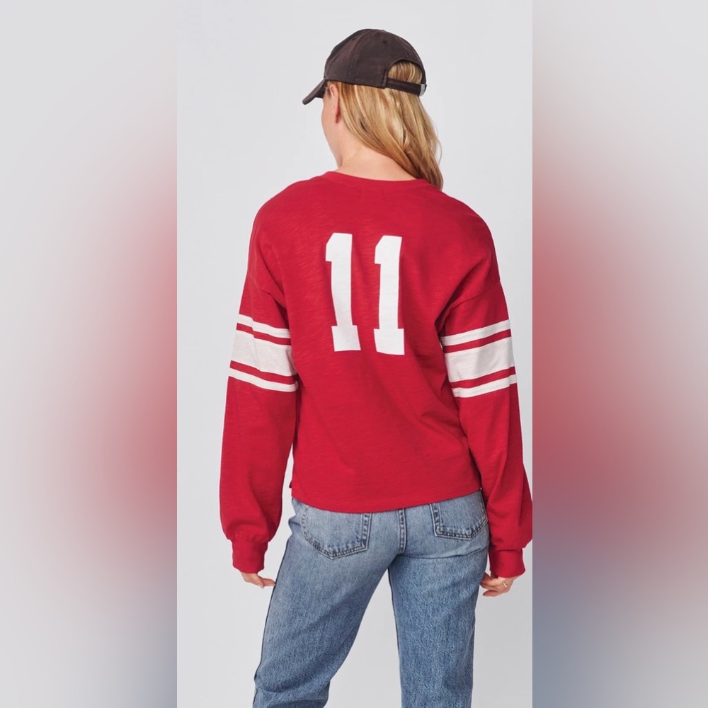 Women’s Heavy Rugby Jersey Henley NWOT vintage red - Picture 4 of 5